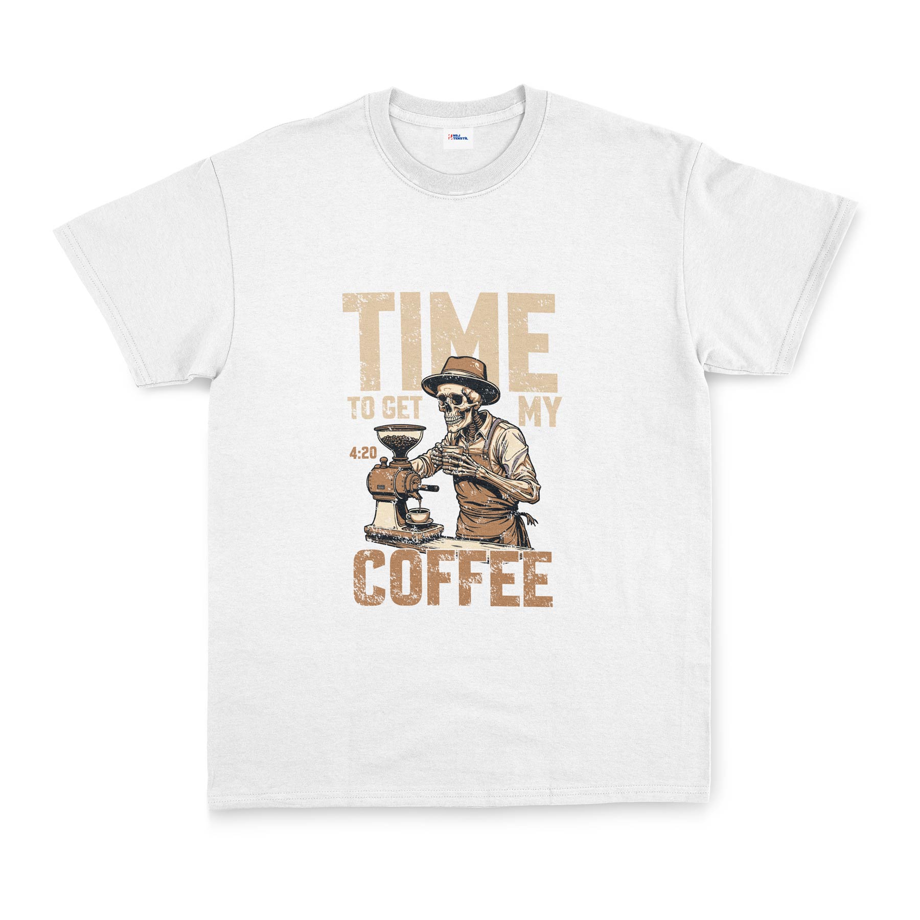Time to Get My Coffee Tişört S - Beyaz