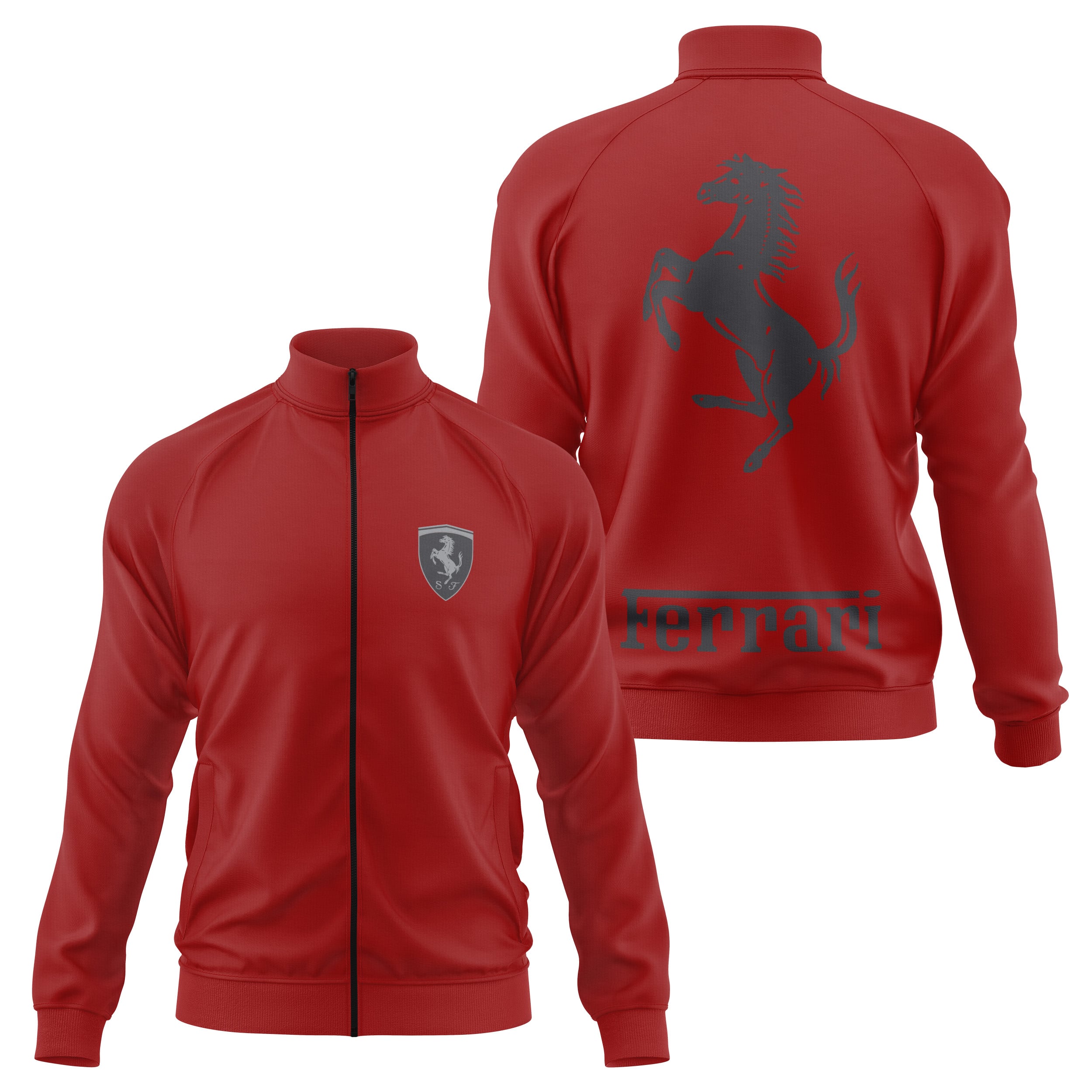 Ferrari Muted Black Premium Fermuarlı Sweatshirt L - Kırmızı | OUTLET