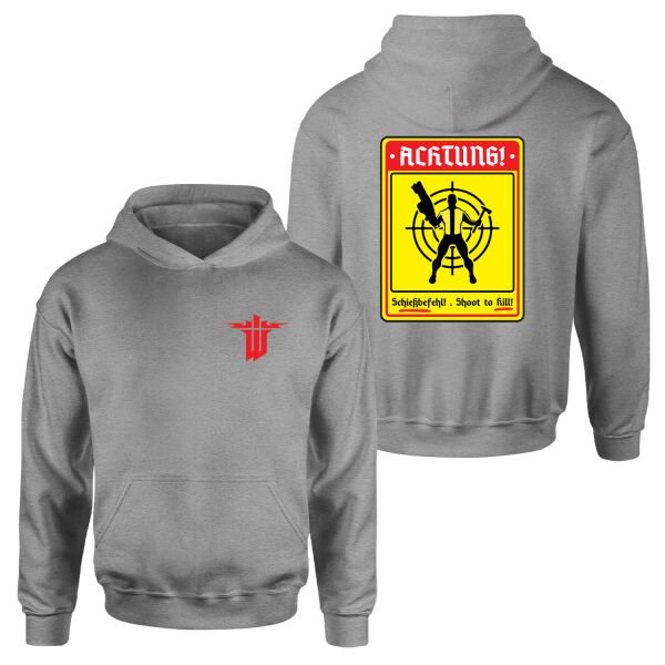 Achtung Schießbefehl! | Wolfenstein Hoodie XXL - Gri