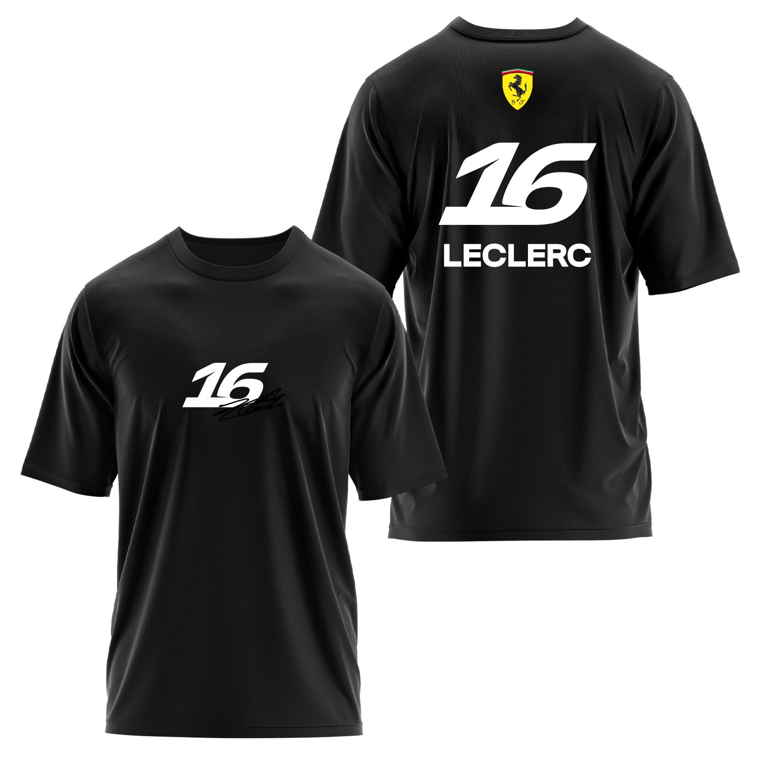 Charles Leclerc 16 Signature Oversize Tişört XL - Siyah