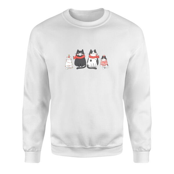 Cat Family Sweatshirt S - Beyaz