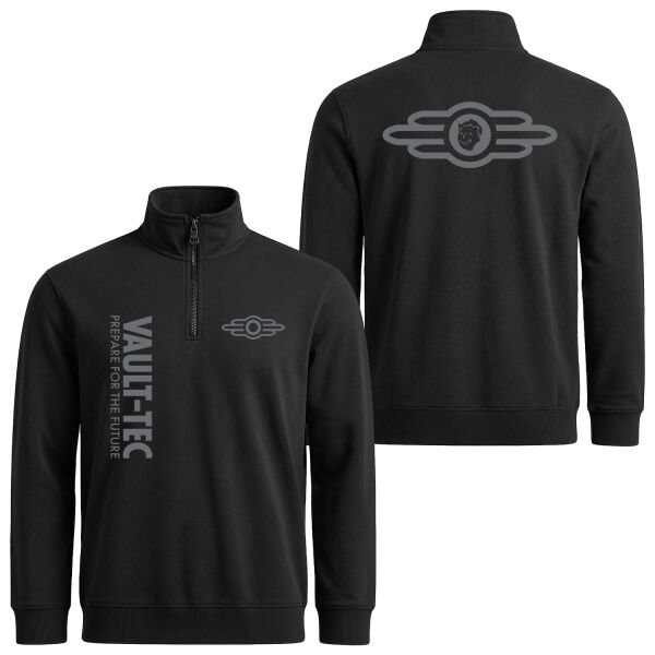 VAULT-TEC Prepare For The Future Yarım Fermuarlı Sweatshirt M - Siyah