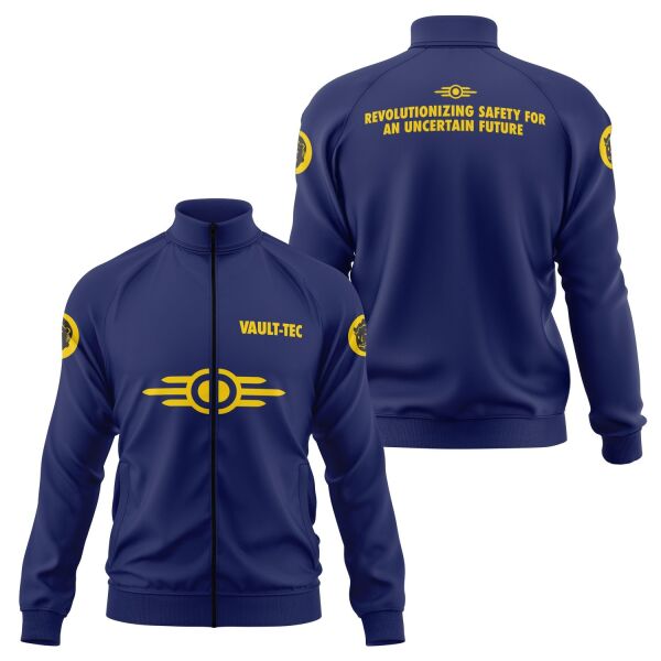 VAULT-TEC Premium Edition Fermuarlı Sweatshirt L - İndigo Mavisi
