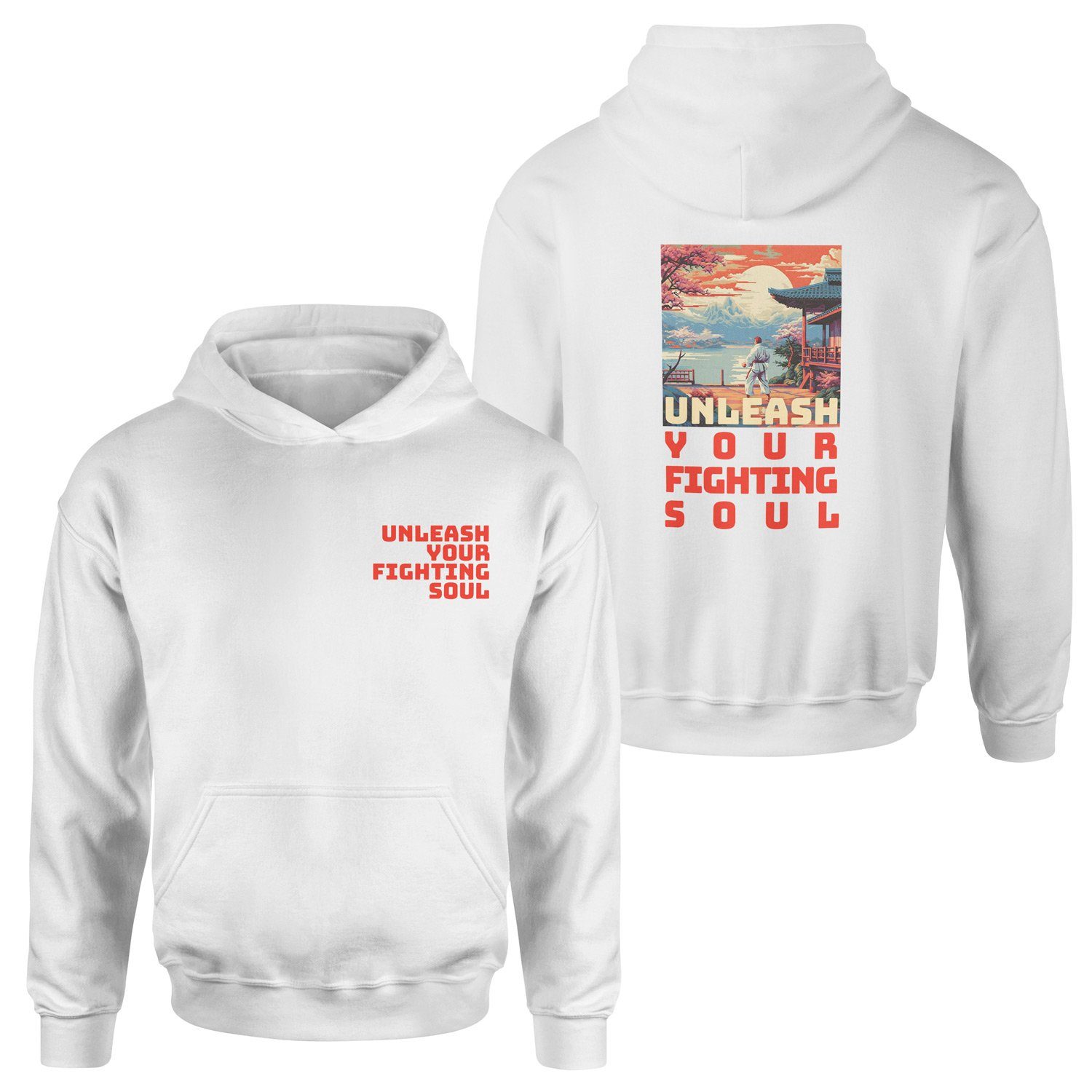 Unleash Your Fighting Soul | Karate Man Hoodie L - Beyaz