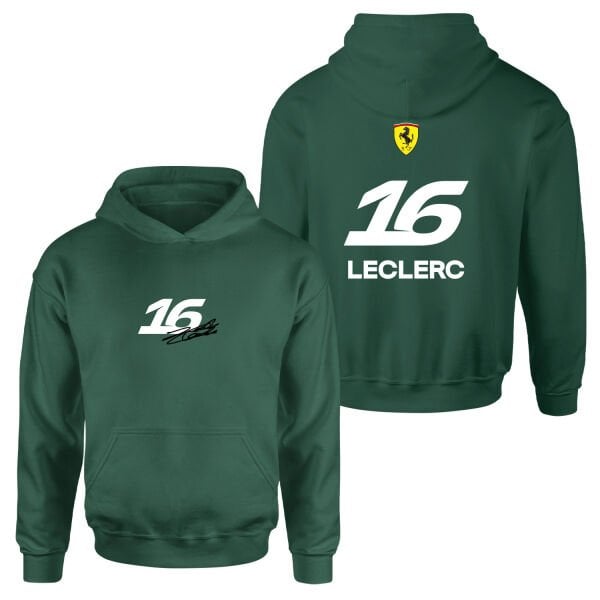 Charles Leclerc 16 Signature Hoodie XL - Nefti Yeşili