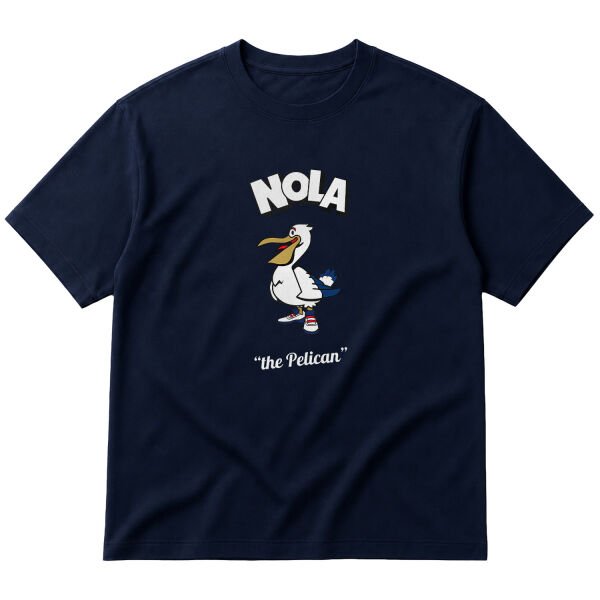 NOLA Cartoon Oversize Tişört M - İndigo Mavisi