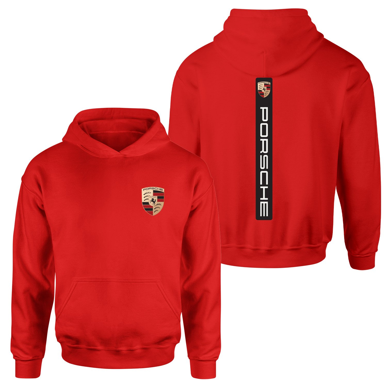 Porsche V Graphic Black Hoodie XL - Kırmızı