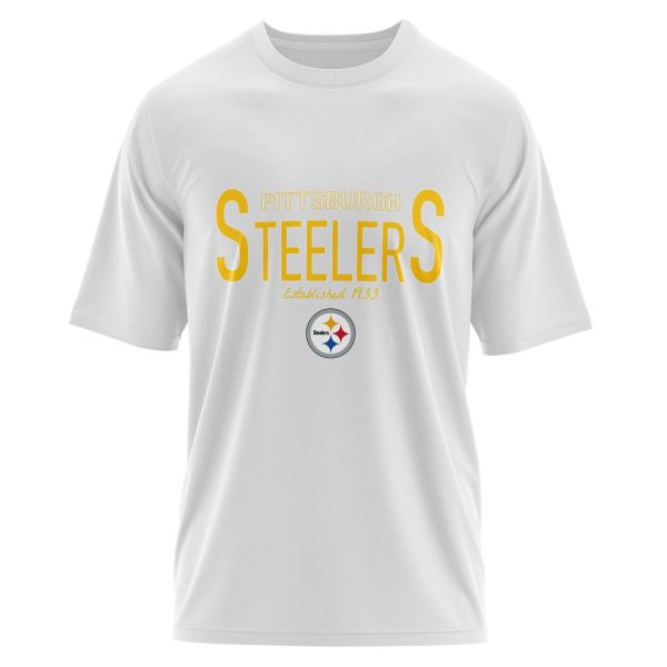 Pittsburgh Steelers Established 1933 Oversize Tişört S - Beyaz