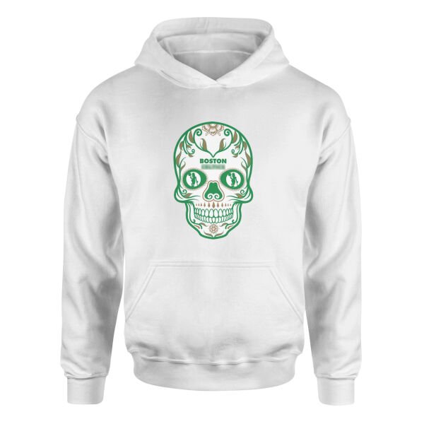 Boston Skull Hoodie S - Beyaz