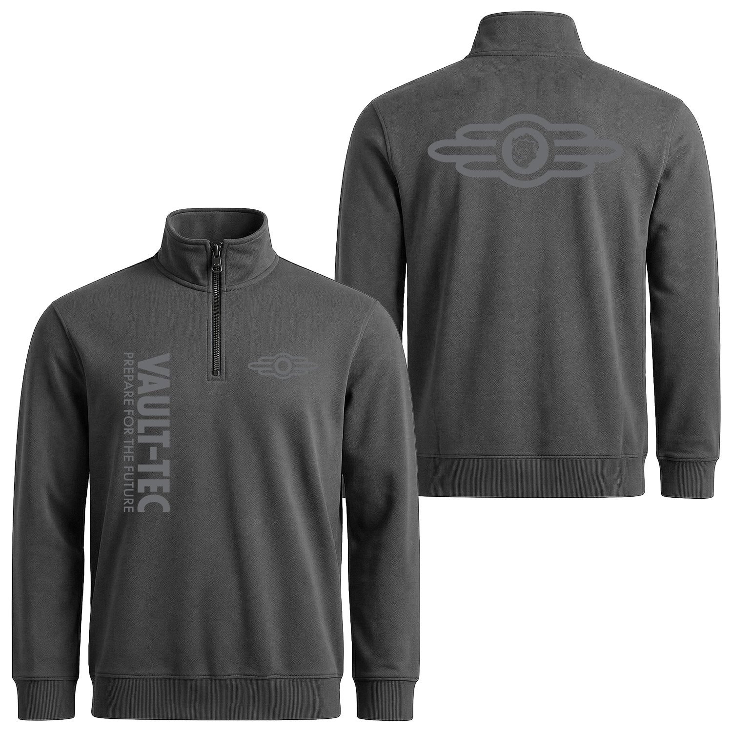 VAULT-TEC Prepare For The Future Yarım Fermuarlı Sweatshirt L - Füme