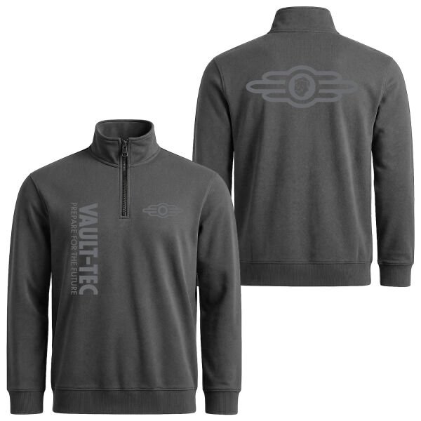 VAULT-TEC Prepare For The Future Yarım Fermuarlı Sweatshirt L - Füme