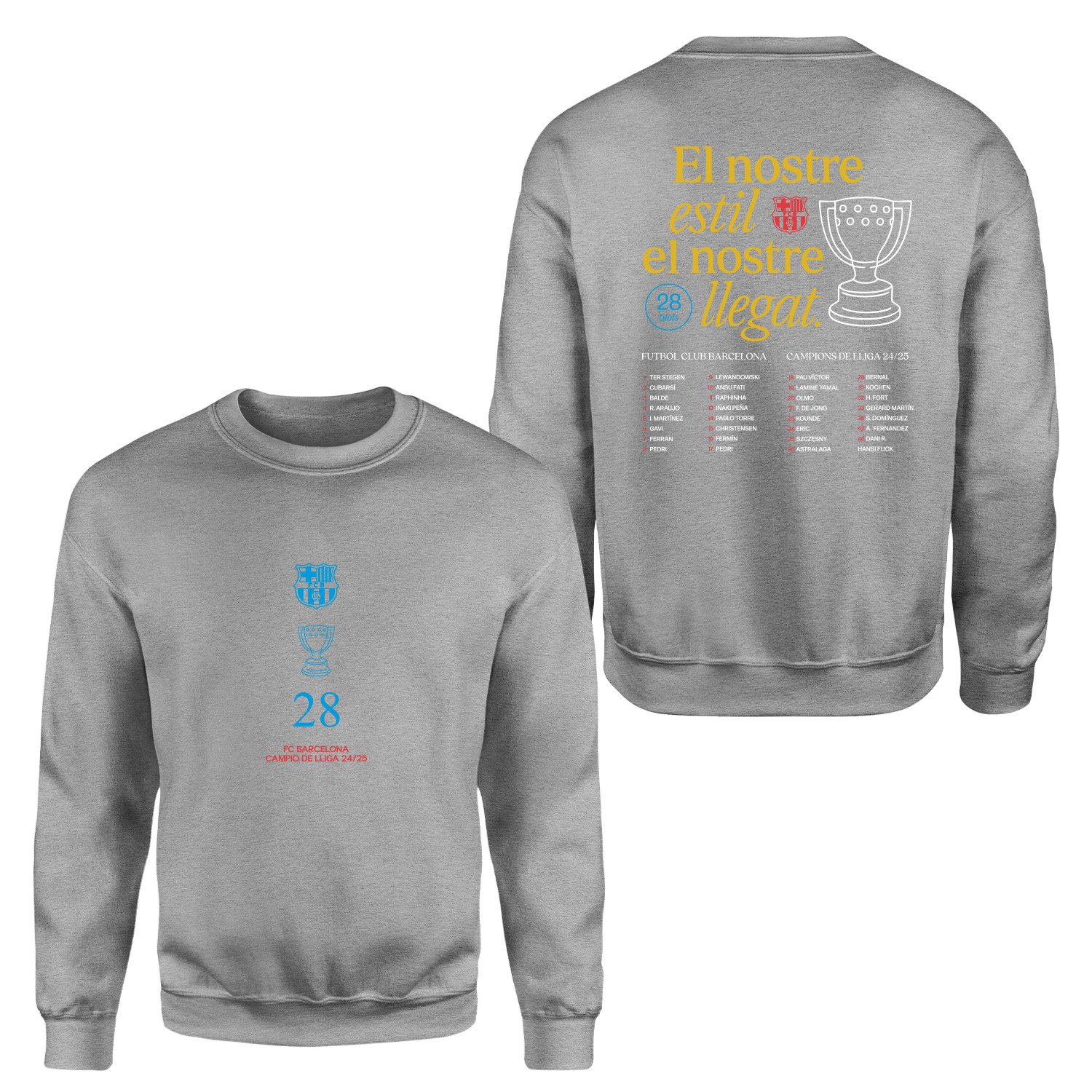 Barcelona Champions 25 Sweatshirt M - Gri