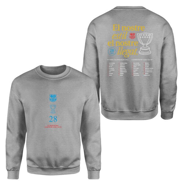 Barcelona Champions 25 Sweatshirt M - Gri