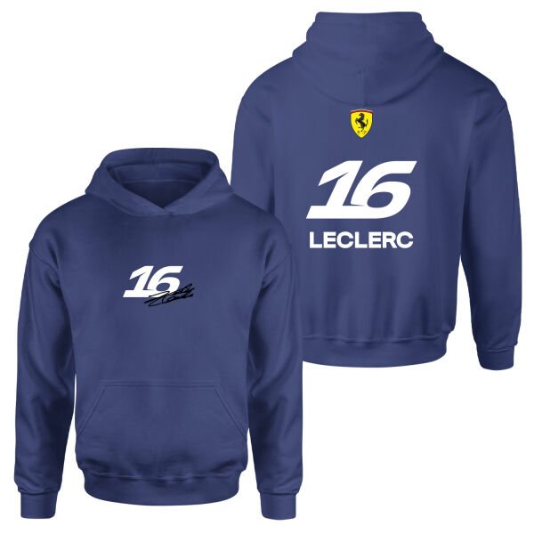 Charles Leclerc 16 Signature Hoodie XL - İndigo Mavisi