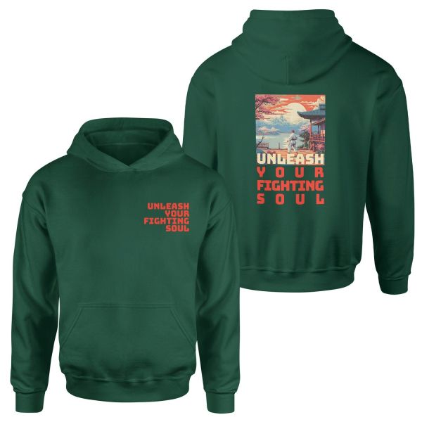 Unleash Your Fighting Soul | Karate Man Hoodie XXL - Nefti Yeşili