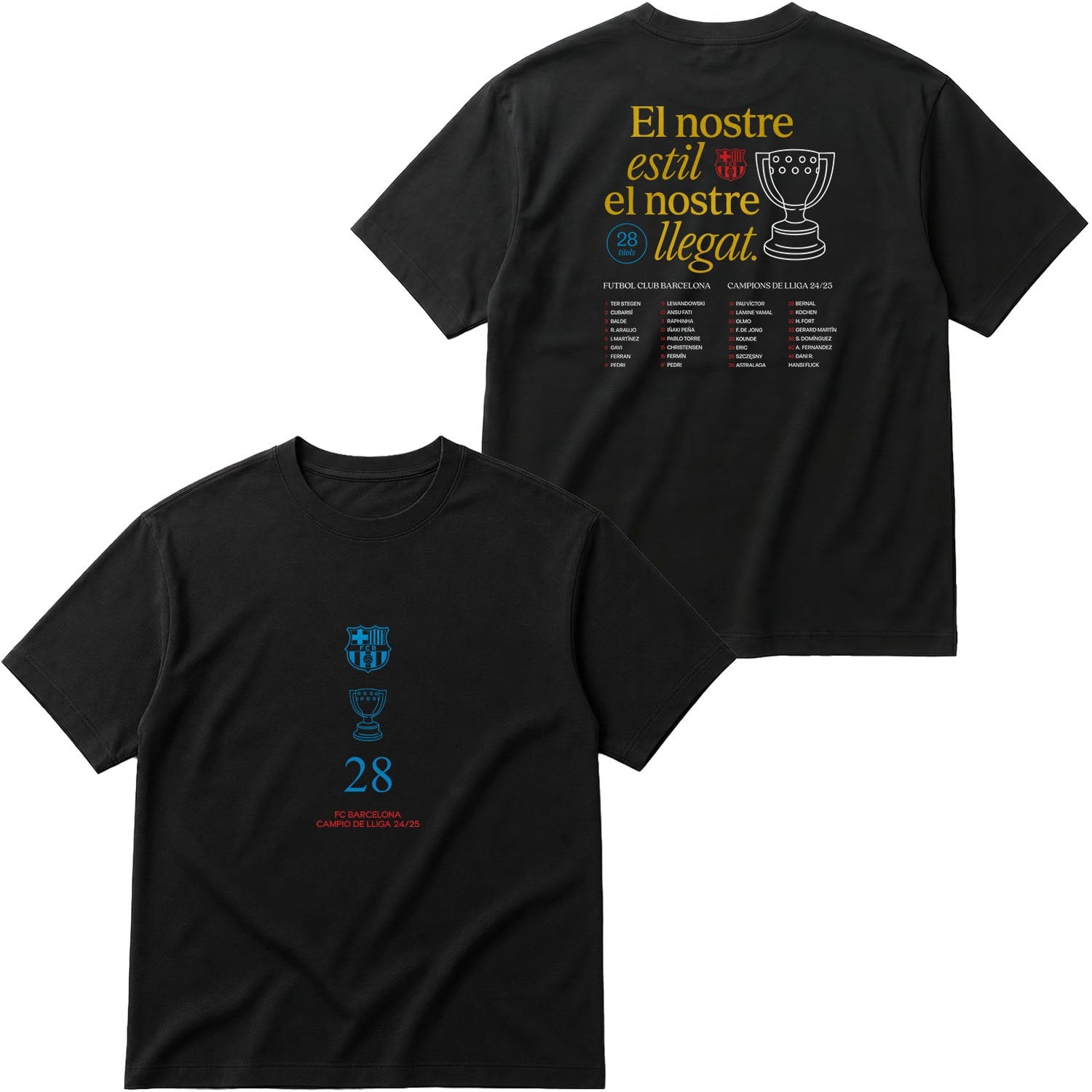 Barcelona Champions 25 Oversize Tişört L - Siyah