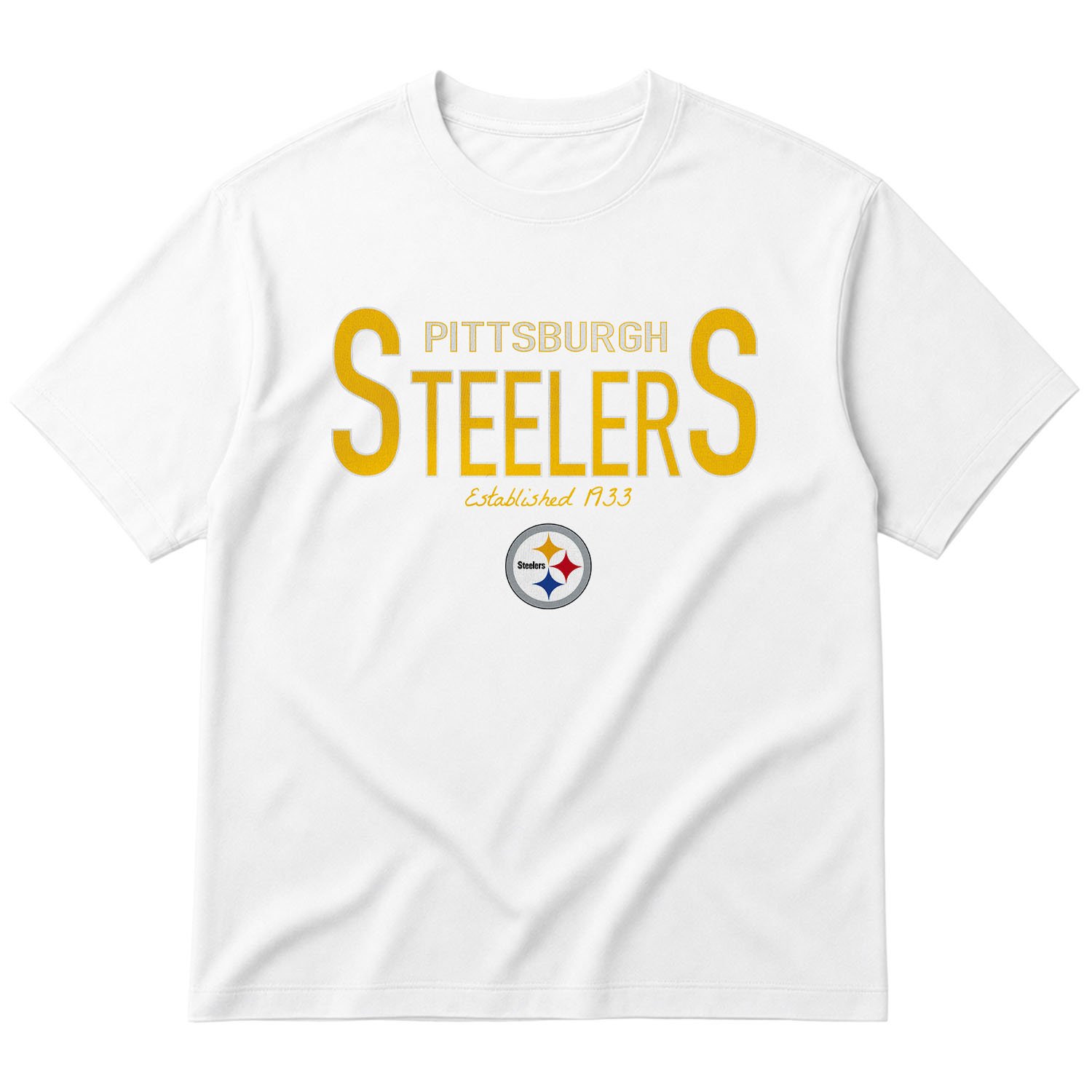 Pittsburgh Steelers Established 1933 Oversize Tişört M - Beyaz