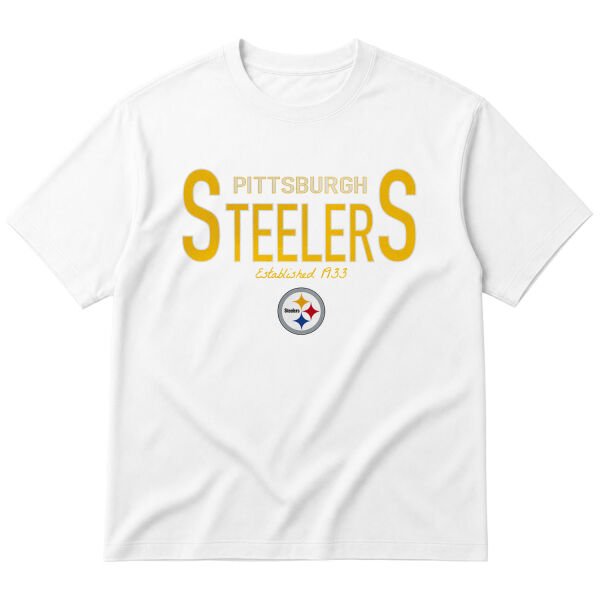 Pittsburgh Steelers Established 1933 Oversize Tişört M - Beyaz