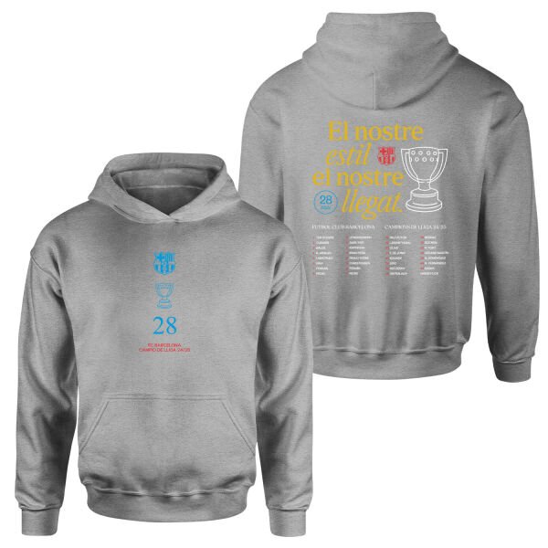 Barcelona Champions 25 Hoodie L - Gri