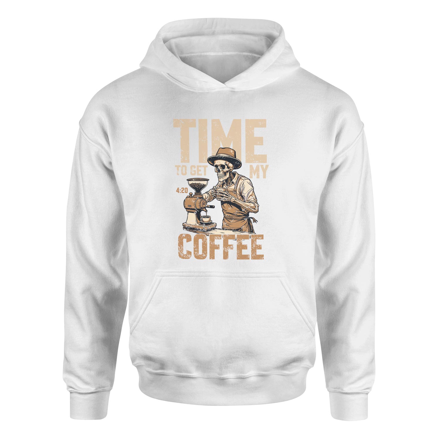 Time to Get My Coffee Hoodie S - Beyaz