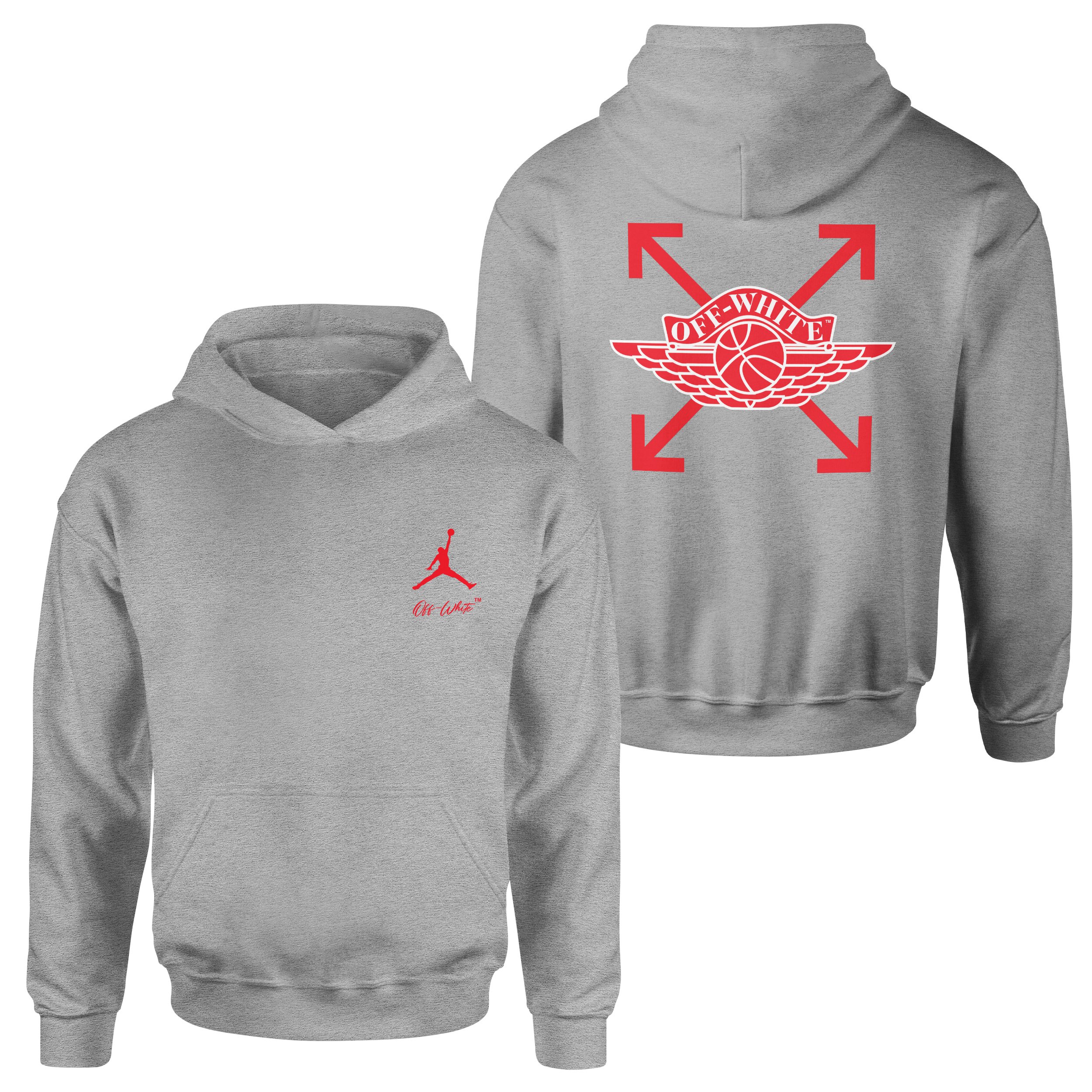 Air Jordan OFF Hoodie XXL - Gri