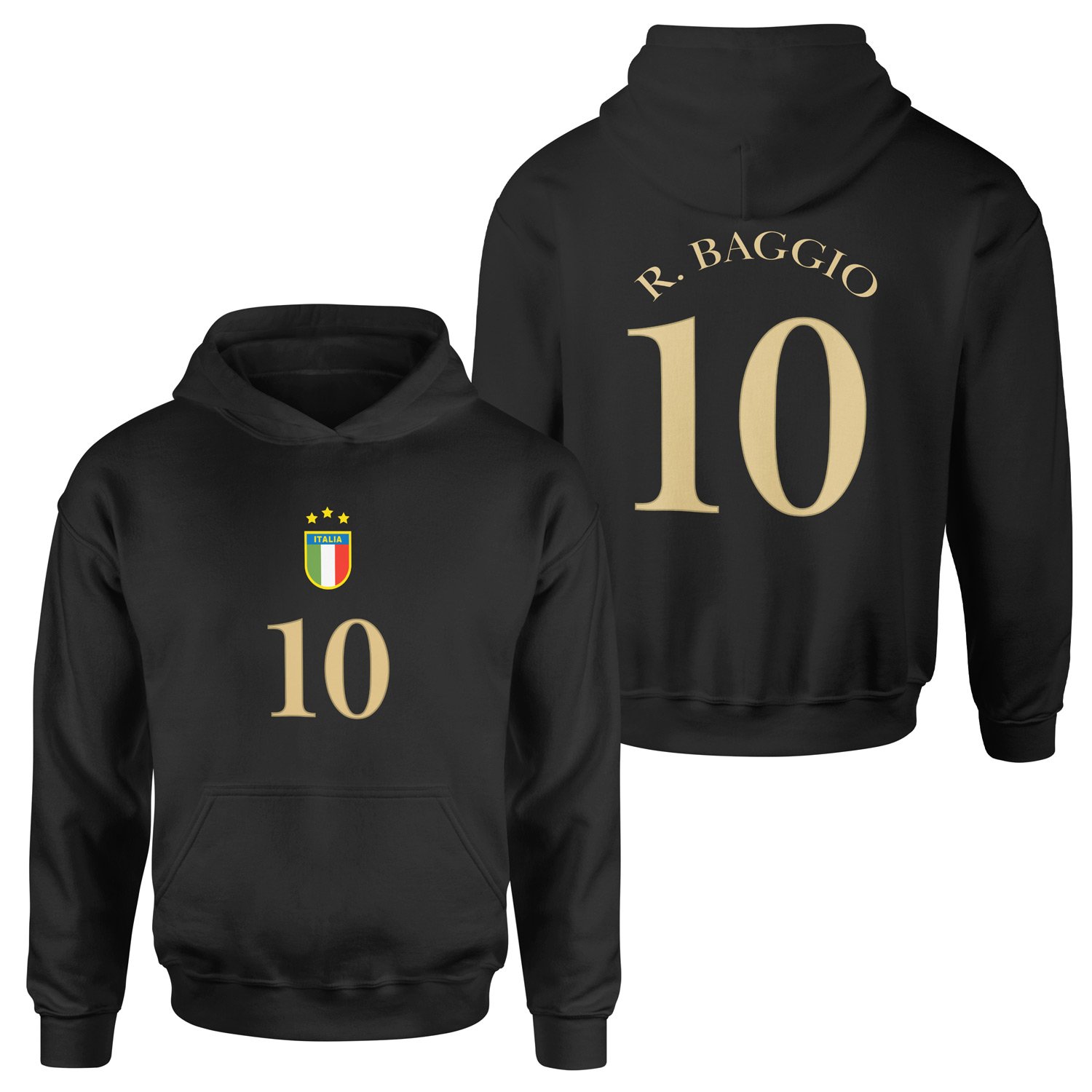 Roberto Baggio 10 Forma Hoodie L - Siyah
