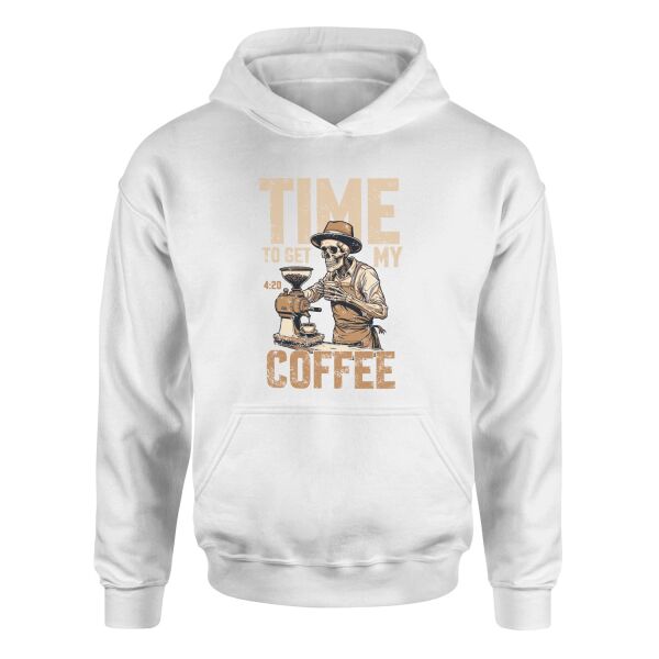 Time to Get My Coffee Hoodie M - Beyaz