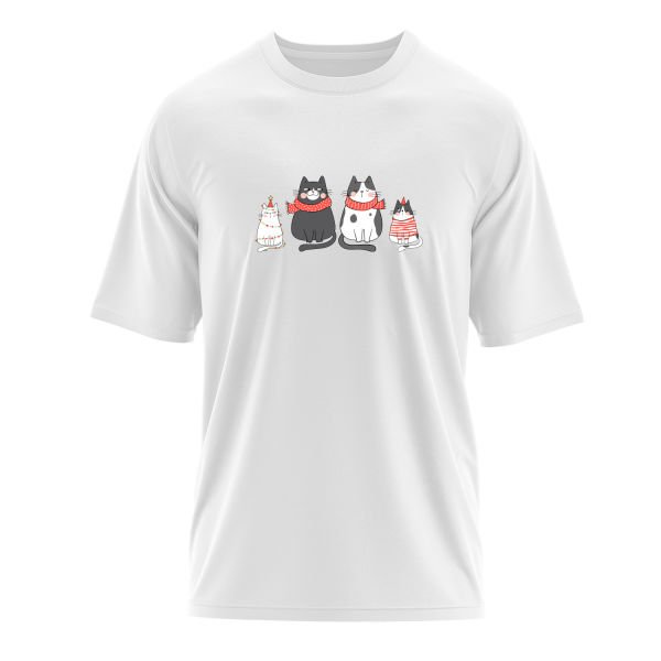 Cat Family Oversize Tişört S - Beyaz
