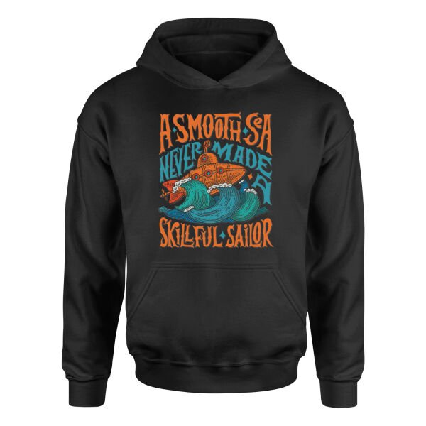 Smooth Sea Illustration Hoodie XL - Siyah
