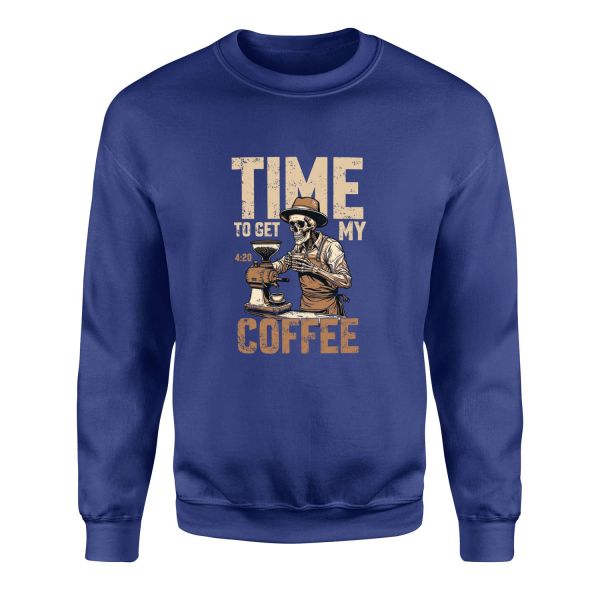 Time to Get My Coffee Sweatshirt L - İndigo Mavisi