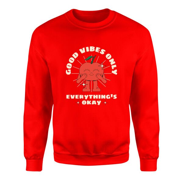 Good Vibes Only Sweatshirt XL - Kırmızı