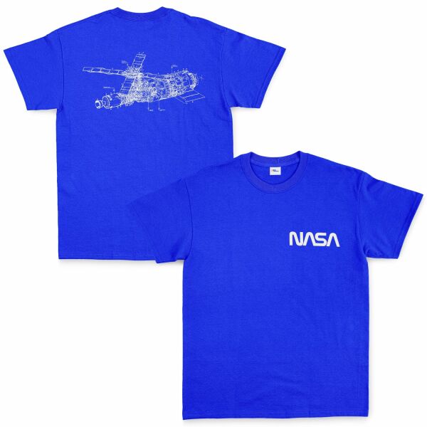 NASA Retro Mechanisms Graphic v2.0 Tişört M - Mavi