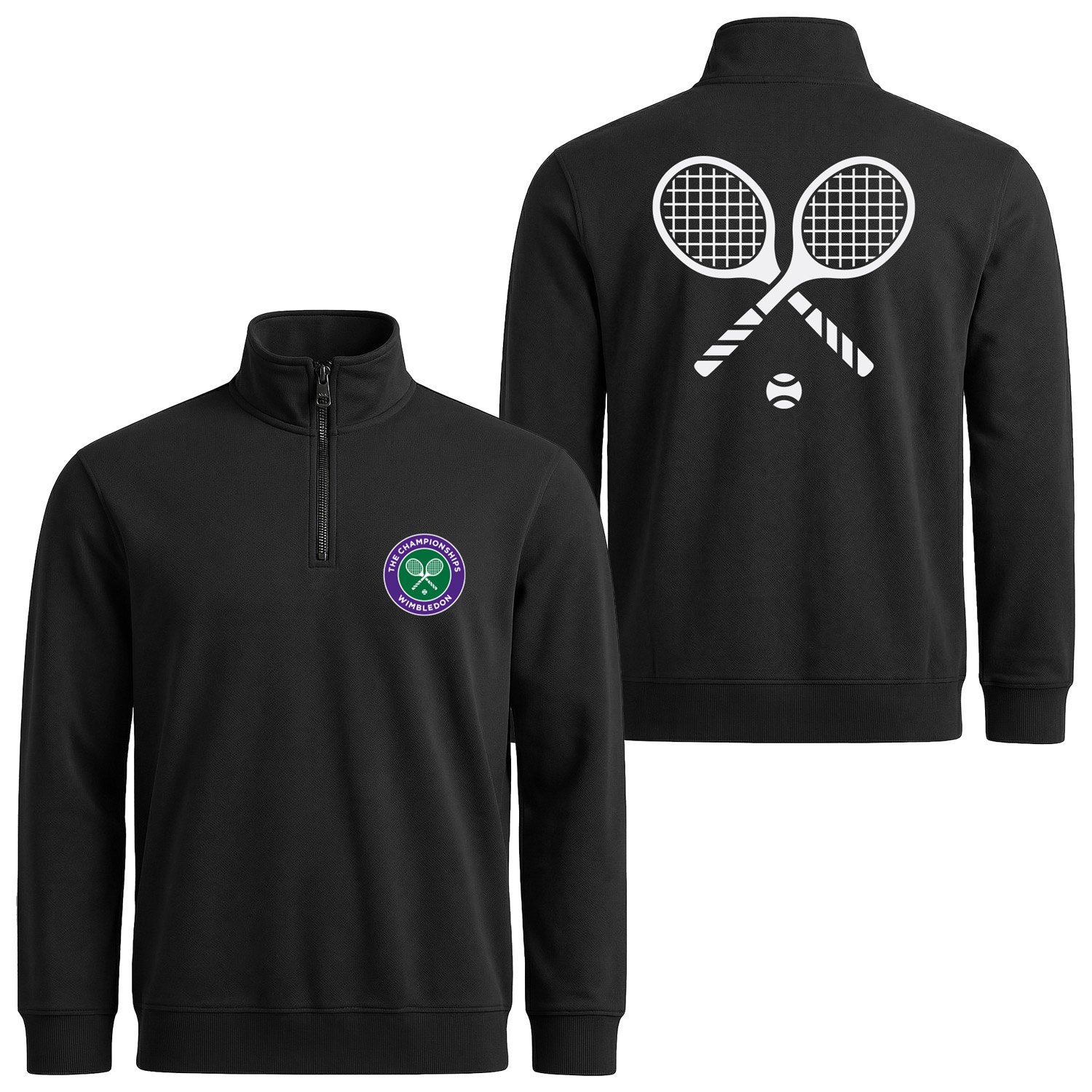 Wimbledon Yarım Fermuarlı Sweatshirt XL - Siyah