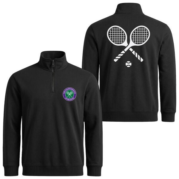 Wimbledon Yarım Fermuarlı Sweatshirt XL - Siyah