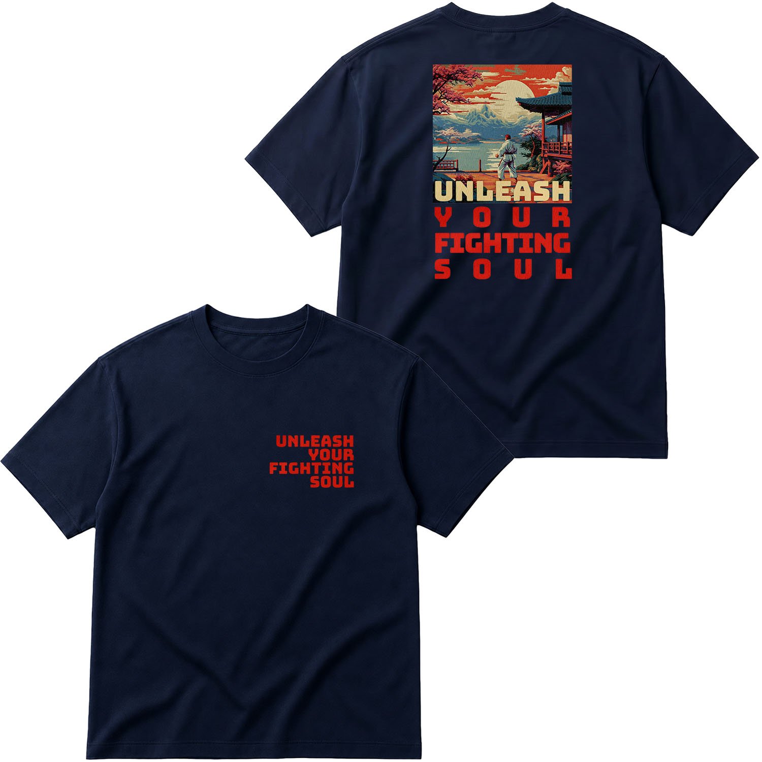 Unleash Your Fighting Soul | Karate Man Oversize Tişört XL - İndigo Mavisi