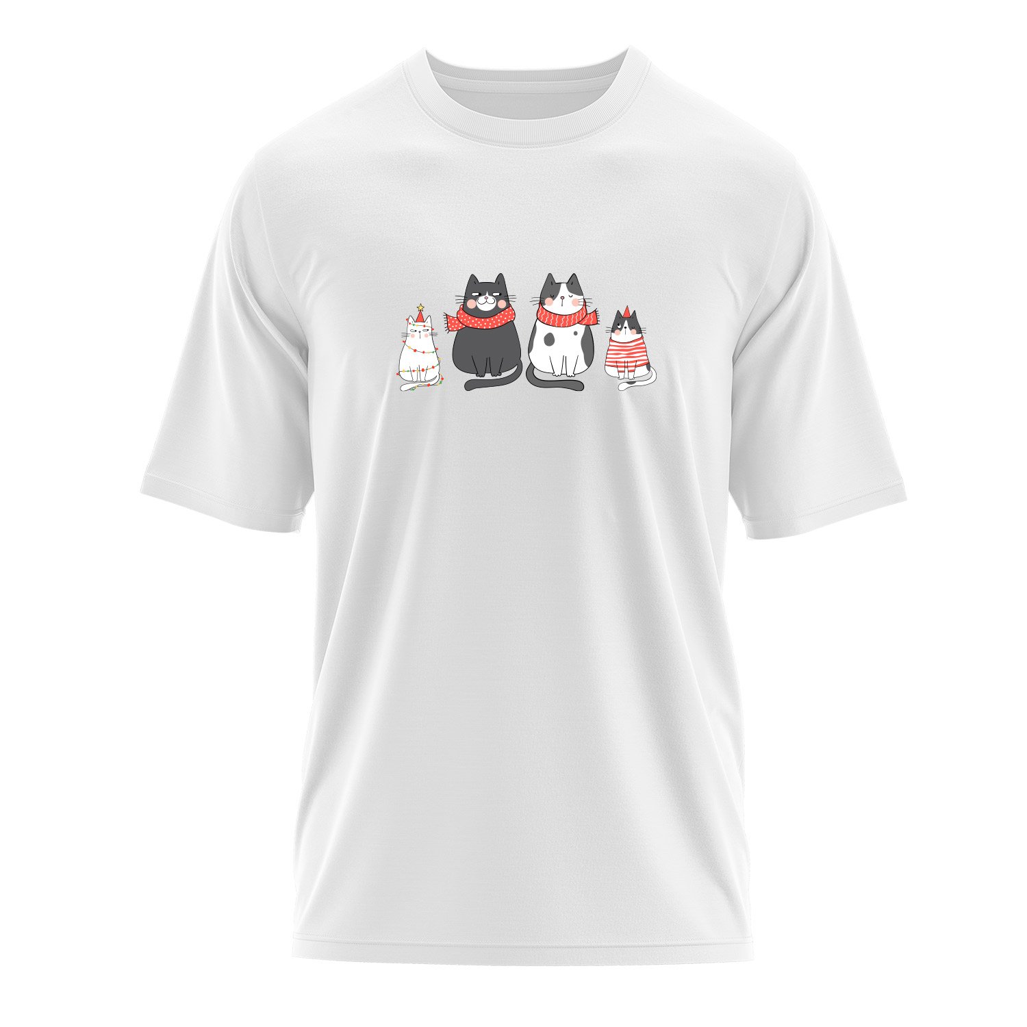 Cat Family Oversize Tişört XL - Beyaz