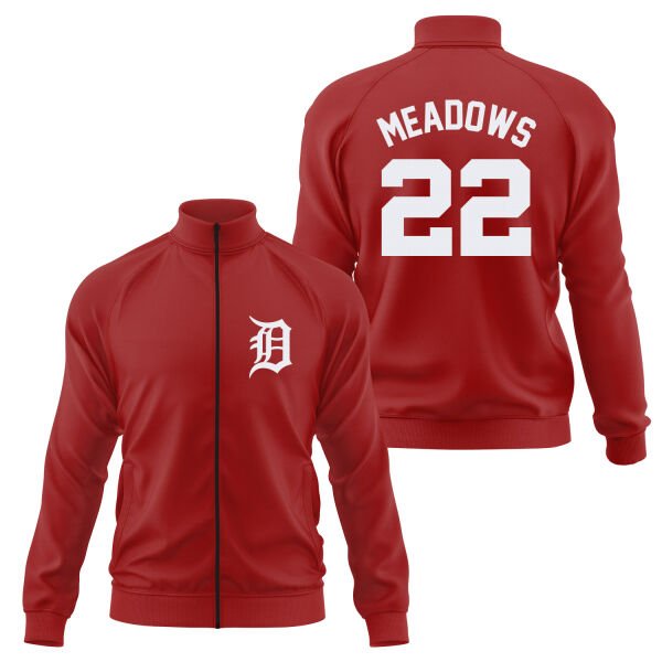 Parker Meadows 22 Detroit Tigers Jersey Fermuarlı Sweatshirt M - Kırmızı