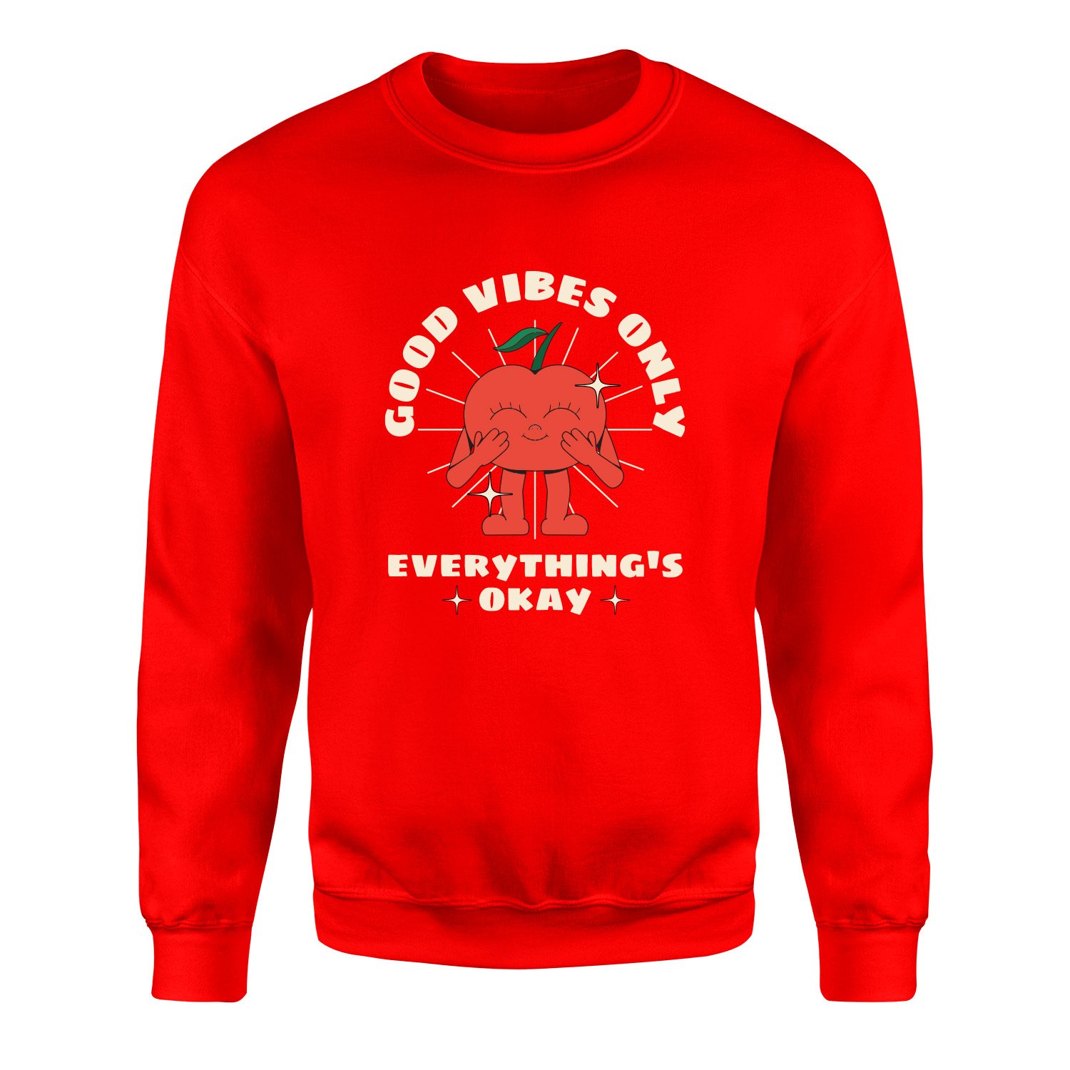 Good Vibes Only Sweatshirt XXL - Kırmızı