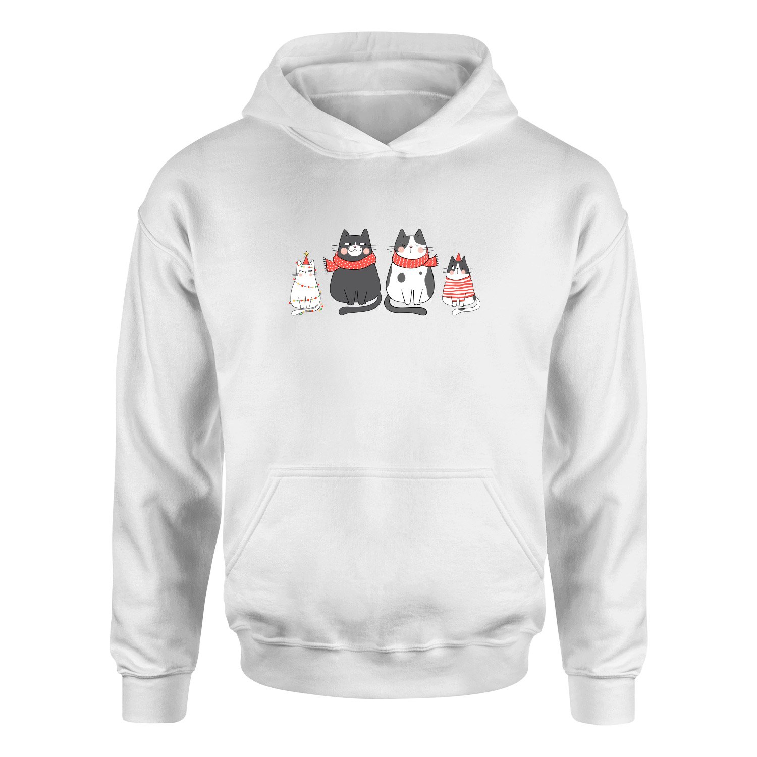 Cat Family Hoodie L - Beyaz