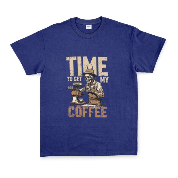 Time to Get My Coffee Tişört S - İndigo Mavisi