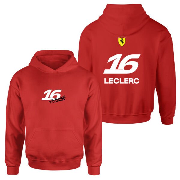Charles Leclerc 16 Signature Hoodie L - Kırmızı