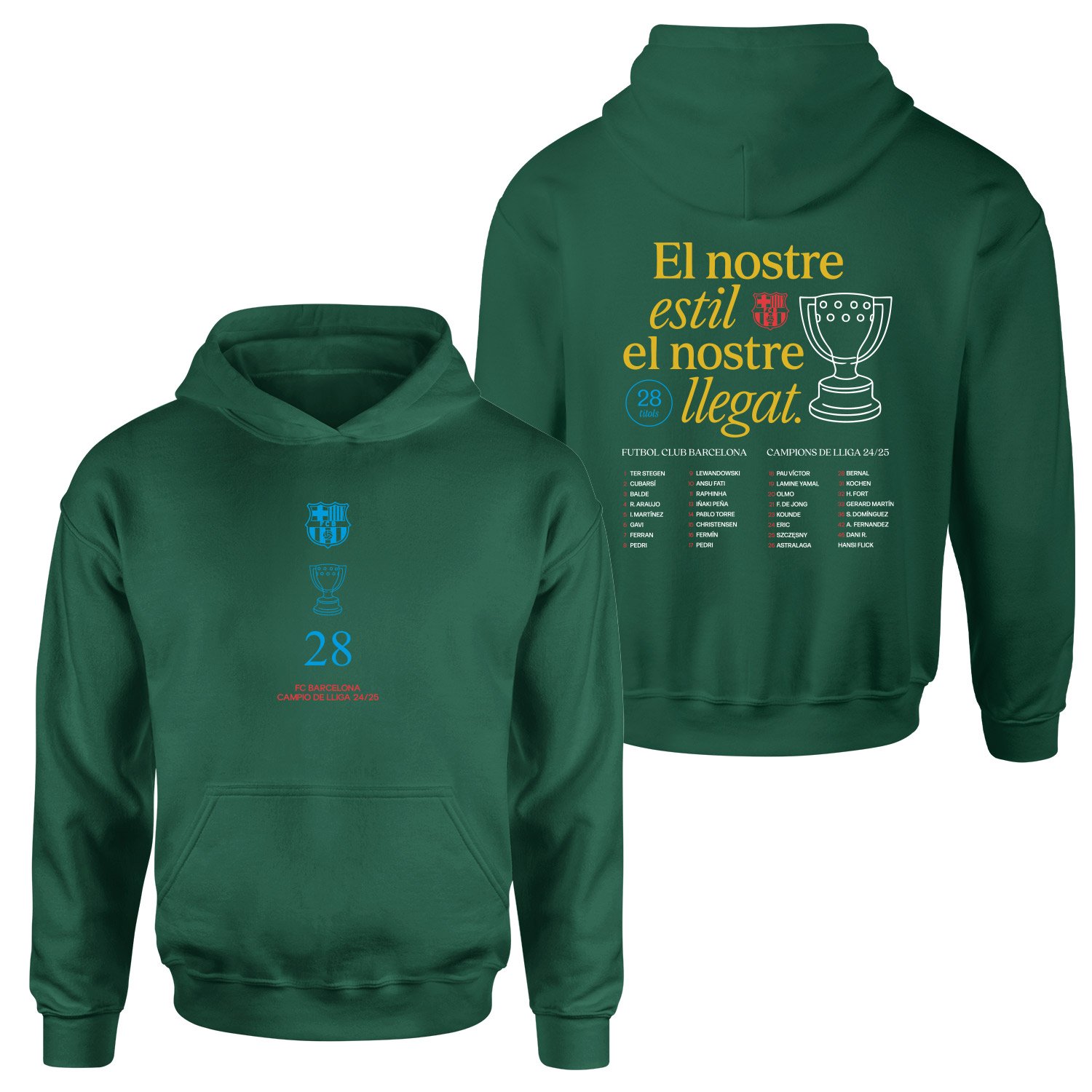 Barcelona Champions 25 Hoodie M - Nefti Yeşili