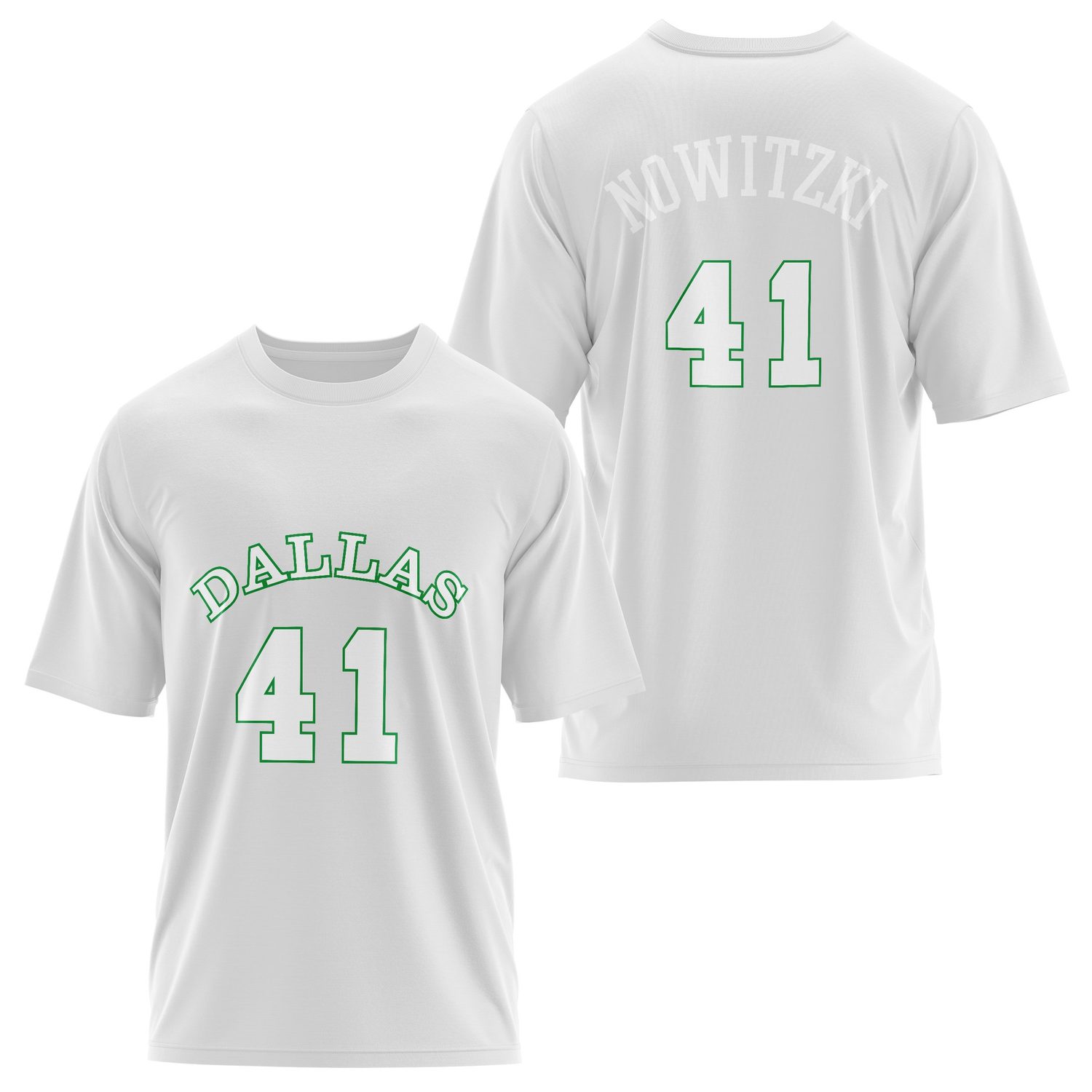 Dirk Nowitzki 41 Forma Oversize Tişört S - Beyaz