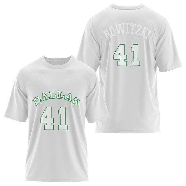 Dirk Nowitzki 41 Forma Oversize Tişört S - Beyaz