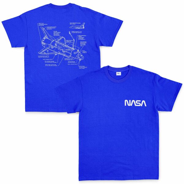 NASA Retro Mechanisms Graphic v1.0 Tişört L - Mavi