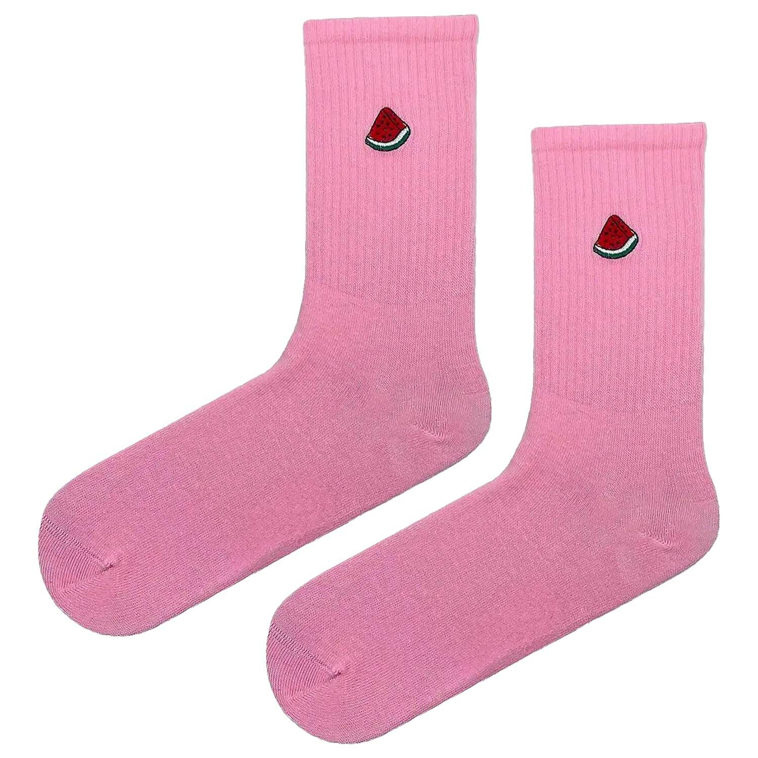 Karpuz Nakışlı Pembe Çorap
