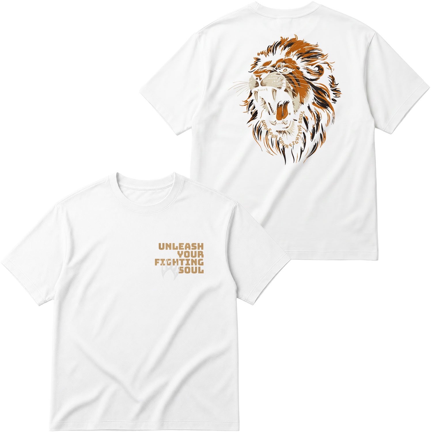 Unleash Your Fighting Soul | Lion Oversize Tişört S - Beyaz