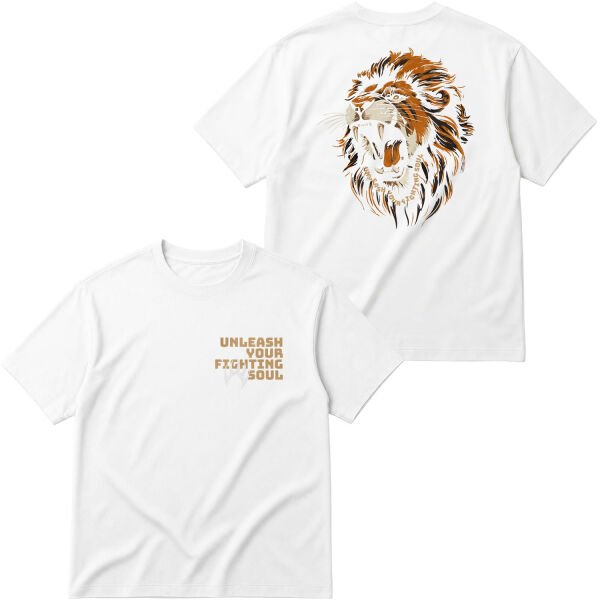 Unleash Your Fighting Soul | Lion Oversize Tişört S - Beyaz
