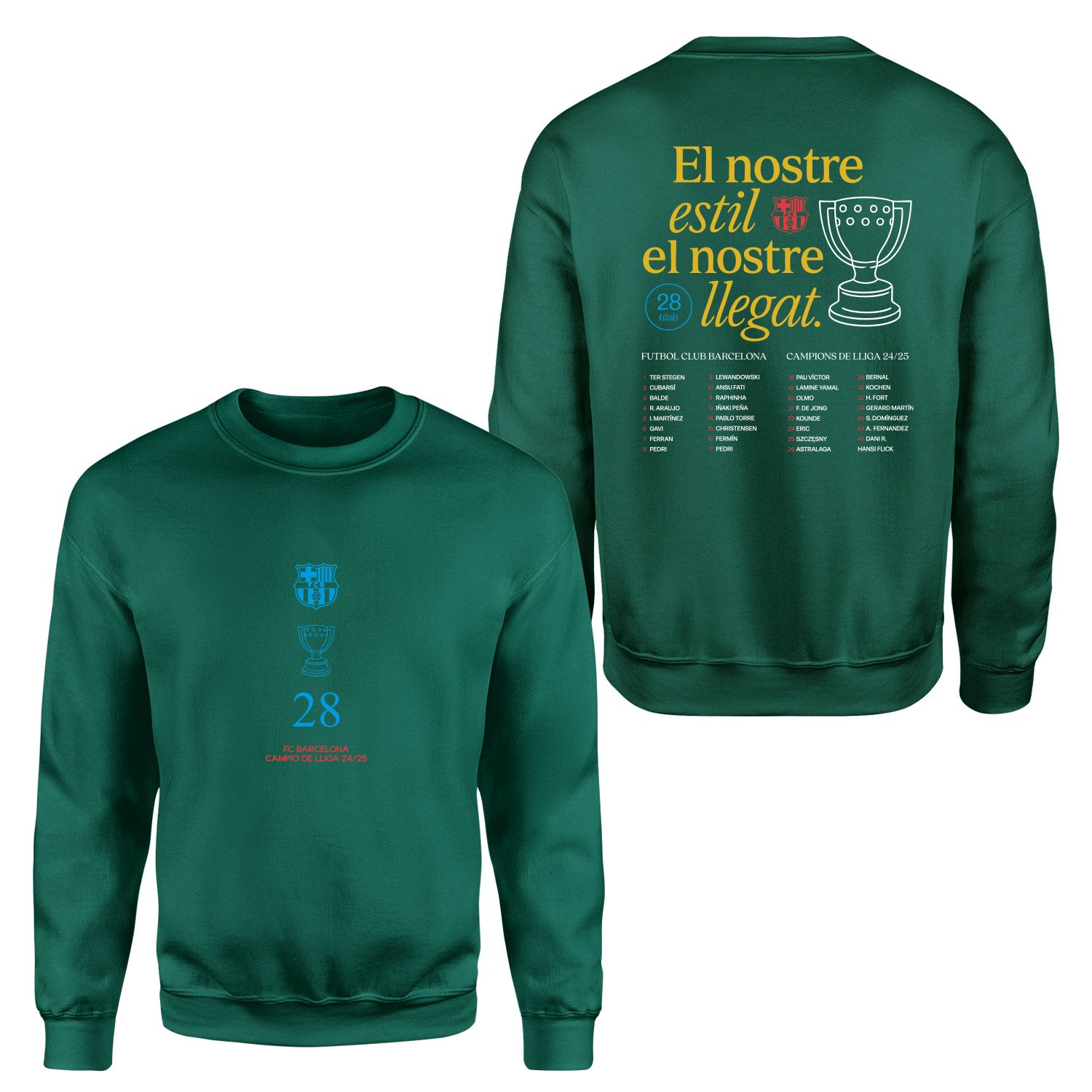Barcelona Champions 25 Sweatshirt L - Nefti Yeşili