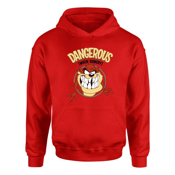 Taz Dangerous When Hungry Hoodie S - Kırmızı